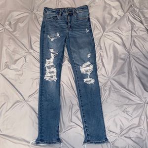 American Eagle Blue Denim Jeans with Rips